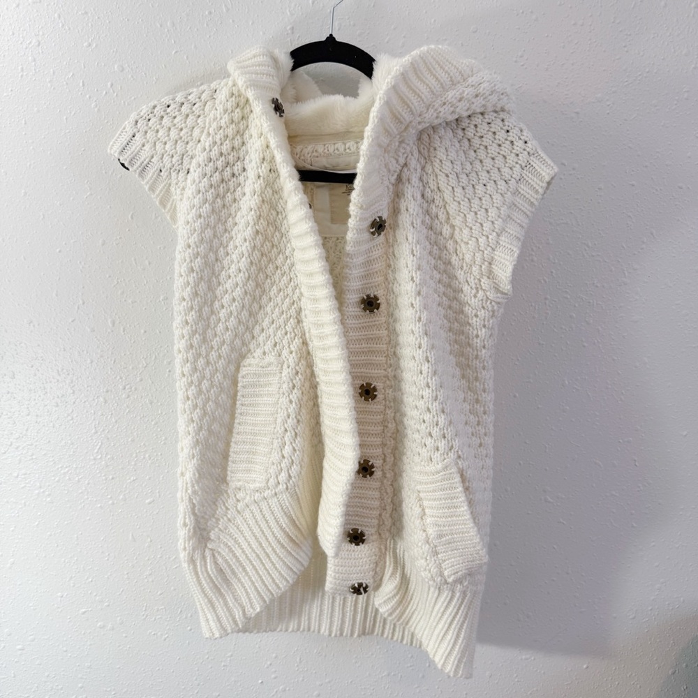 Zara Cream Hooded‎ Cardigan Vest